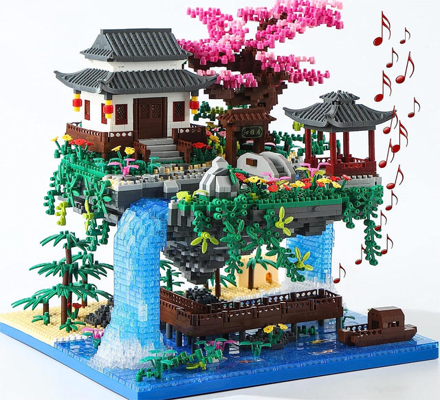 Yushinv Cherry Blossom Tree Building Set,Original Music Cherry Blossom Tree House(type :symphony), Japanese Sakura Tree House Lights Building Kit 3320 Pcs, Cherry Bonsai Tree Building Set.