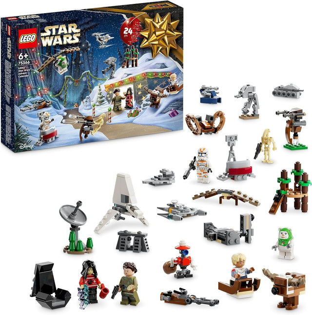 LEGO 75366 Star Wars Advent Calendar 2023 with 24 Gifts including 9 Characters, 10 Toy Vehicles and 5 Iconic Mini-Models, Christmas Countdown Gift for Kids and Fans.