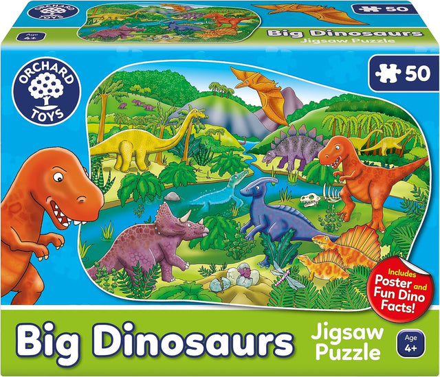 Orchard Toys Big Dinosaurs Jigsaw Puzzle for Kids - Large, 50-Piece, Dinosaur Floor Puzzles for 4+ Year Olds - Giant Games and Educational Toys for Children, Toddlers, Boys and Girls - 58 x 40 cm.