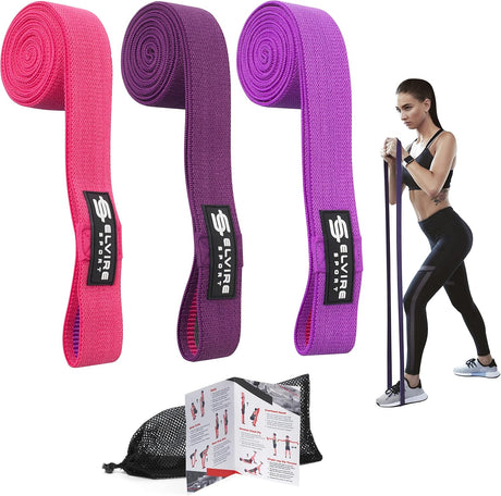 ELVIRE Fabric Resistance Bands for Working Out | Exercise Bands Resistance Bands Set of 3 | Booty Bands for Women Workout Bands Resistance Loops | Leg Bands for Working Out Glute Bands, Squat Bands.