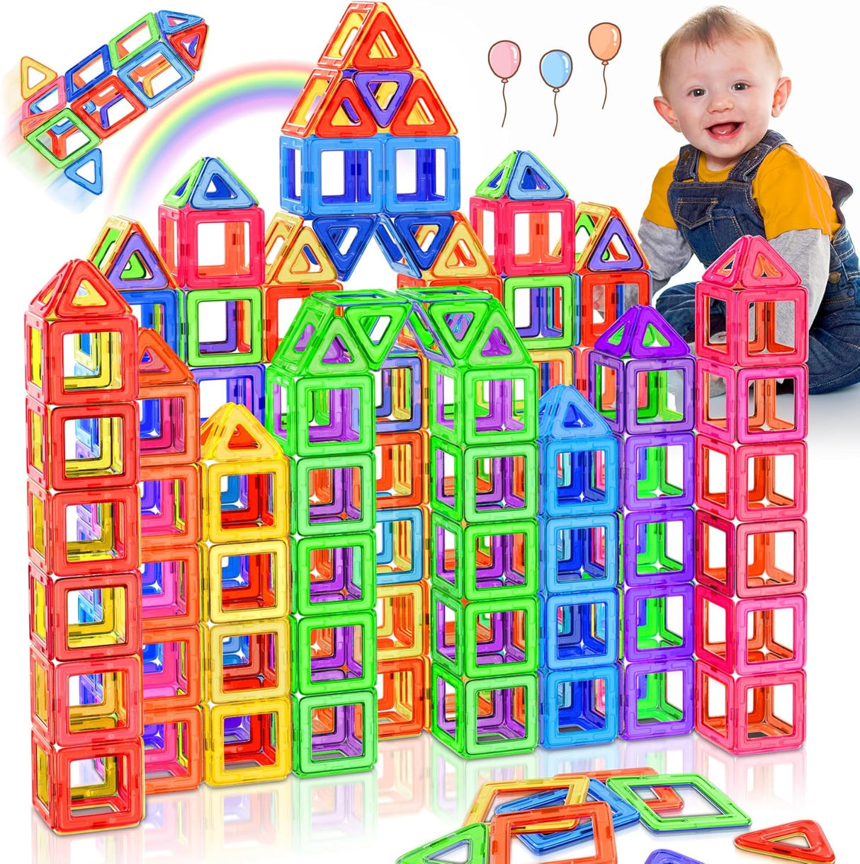 Lovchil Magnetic Building Blocks, 40pcs Magnetic Building Blocks Set, Magnetic Tiles for 3 4 5 6 7 8 Years Old Boys Girls Toddlers Kids, Preschool Learning Educational Construction Toys.