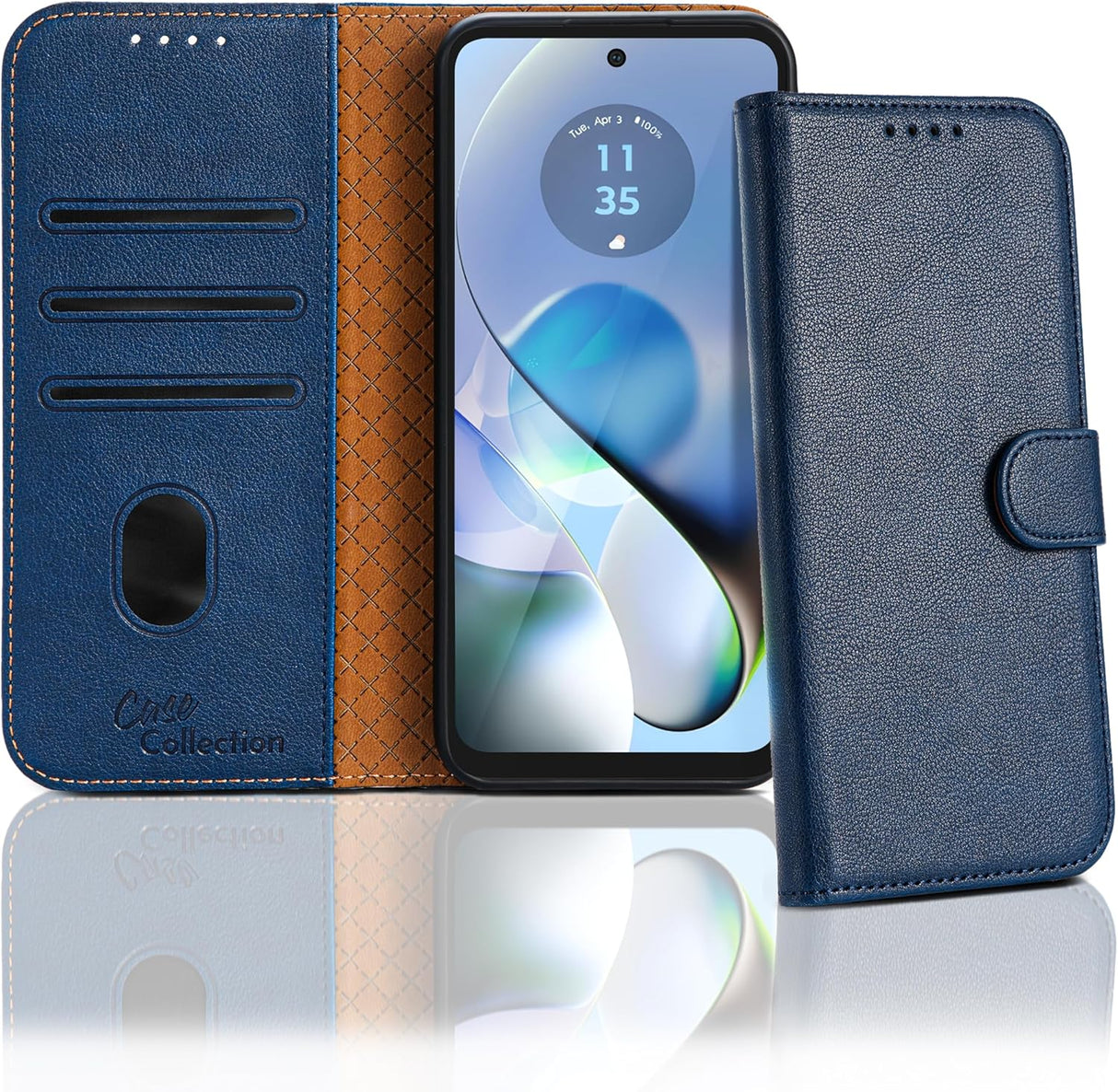 Case Collection for Motorola Moto E14 / G24 / G04 Phone Case - Leather Folio Flip Cover with Card Slots [RFID Blocking] Shockproof [Kickstand] Wallet for Motorola E14 / G04 / G24 Case Black.