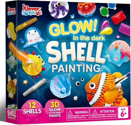 Klever Kits Sea Shell Painting Kit for Kids,Art and Craft Kits for Kids Age 6-12,Kids Craft Set,Activities Toys for Boys Girls,Creative Gifts Girls Birthday Presents for Christmas Glow in The Dark.