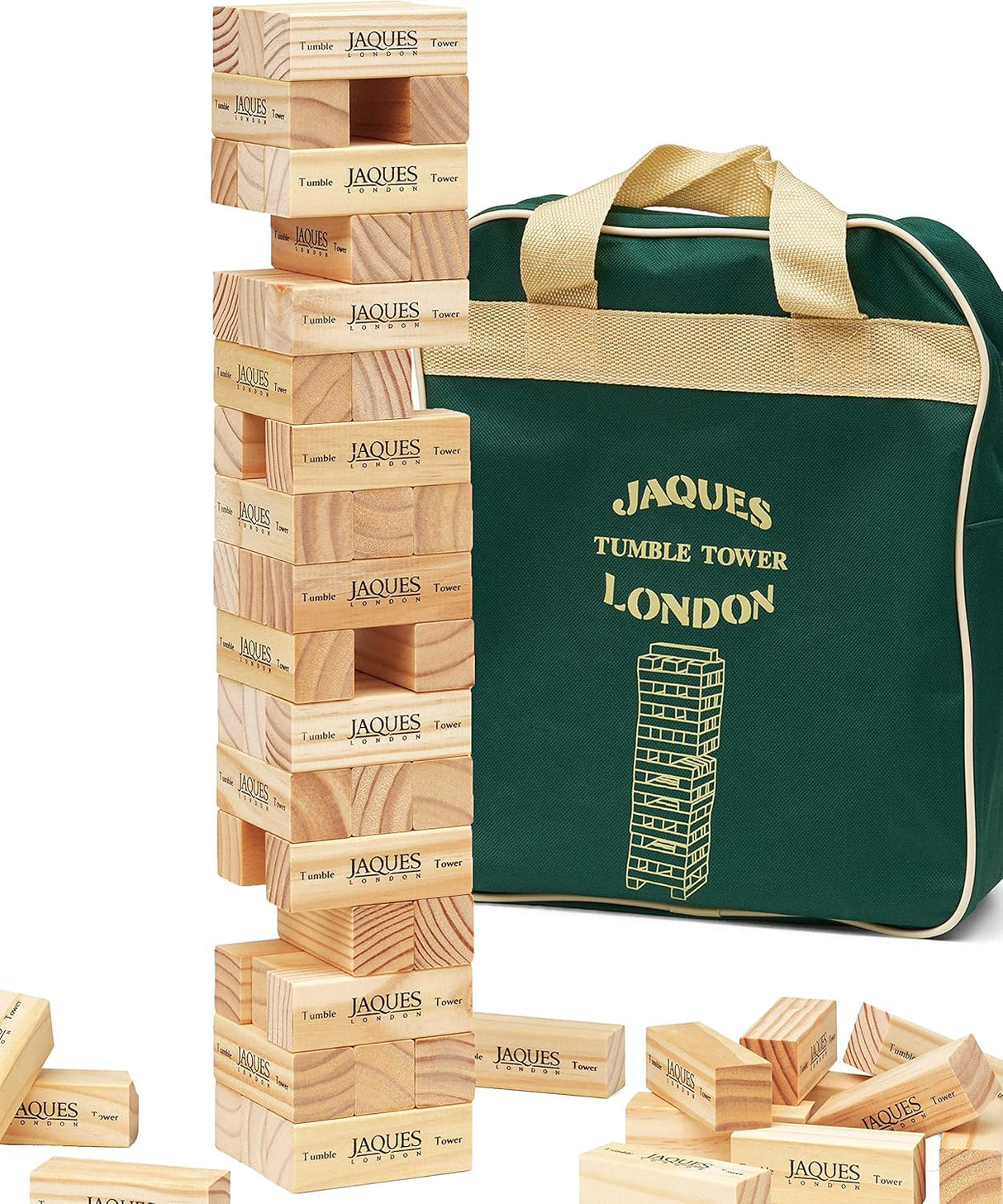 Jaques of London Giant Tumble Tower | Giant Garden Game | Outdoor Games for Adults and Kids | Wooden Tumbling Tower.