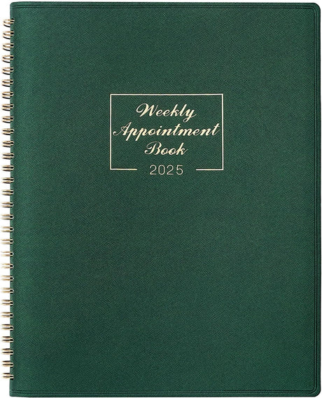 Appointment Book 2025-2025 Diary from Jan. 2025 - Dec. 2025, A4 Week to View Appointment diary 2025, Hourly Planner 2025 in 15 Minutes with Times Slots, Soft Leather Cover, 21.8 x 29 cm.