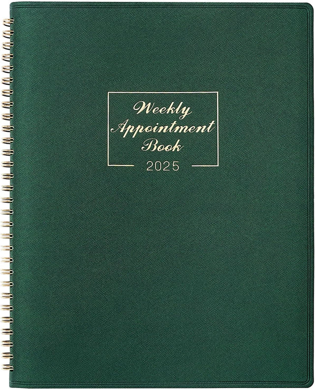 Appointment Book 2025-2025 Diary from Jan. 2025 - Dec. 2025, A4 Week to View Appointment diary 2025, Hourly Planner 2025 in 15 Minutes with Times Slots, Soft Leather Cover, 21.8 x 29 cm.