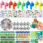 JOISHOP 112pcs Football Party Bags Fillers, Football Party Favors Set Football Key Chains, Wristbands, Whistles, Stickers, Football Toys for Kids Boys Girls Birthday Gift.