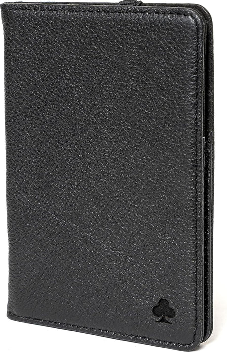 PORTER RILEY - Premium Leather Passport Holder/Case/Cover/Travel Wallet (Pure Black).