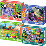 60 Piece Jigsaw Puzzles For 3 Year Olds - Set of 4 Jigsaws for Children Age 4 5 7 by QUOKKA - Africa Farm Ocean Forest Animals Toddler Toys 5-8 yo - Gift Educational Game for Boys & Girls.