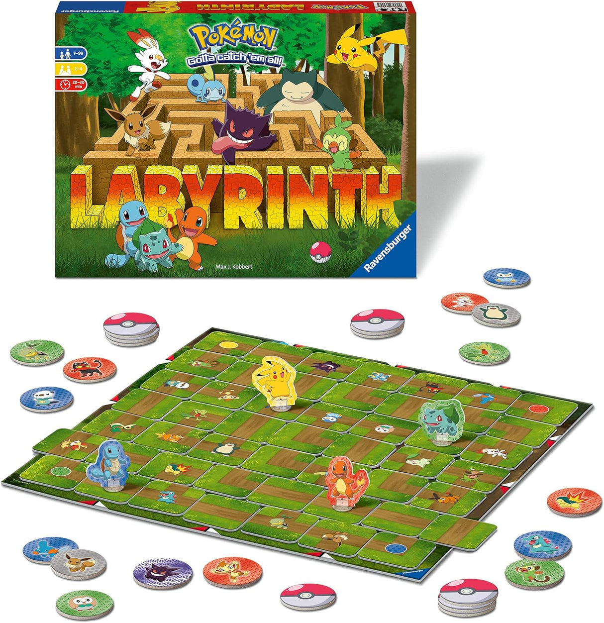 Ravensburger Pokemon Labyrinth - Moving Maze Family Board Games for Kids Age 7 Years Up - 2 to 4 Players - Gifts for Boys and Girls.