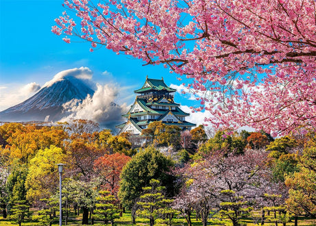 Osaka Castle Jigsaw Puzzles for Adults 1000 Piece Fuji Cherry Blossom Jigsaws 1000 Pieces for Adults Gifts.