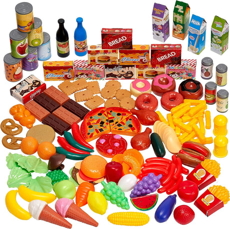 THE TWIDDLERS - 150 Pieces Pretend Play Food Toys, Role Play Kids Kitchen Accessories Toy Set for Boys & Girls - Includes Fruits & Vegetables.