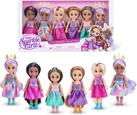 Sparkle Girlz 100524, (6 Pack) Collectible Fashion, Princess Dress Up Dolls.