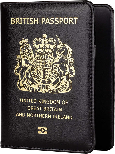 MOIRENTO, Passport Holder, Navy Blue, PU Leather Passport Holders, UK Passport Cover, Passport Wallet, Passport Holders, Passport Holder for Women, Men, British.