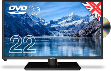 Cello C2220FS 22 inch Full HD LED TV Built in DVD Freeview HD Built in Satellite HDMI and USB for live recording of digital TV and play media files, Made in the UK.