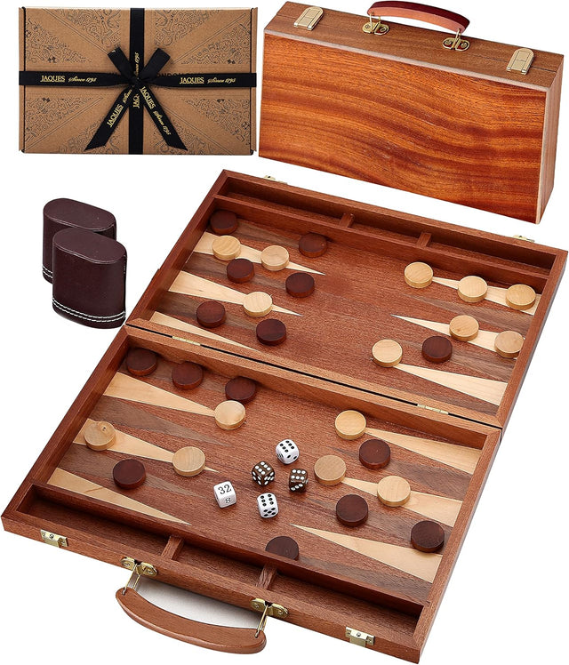 Jaques of London Backgammon Set | 15 inch | Mahogany Backgammon | Backgammon Sets Luxury | Backgammon Set for Adults | Since 1795.