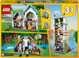 LEGO 31139 Creator 3 in 1 Cosy House Toy Set, Model Building Kit with 3 Different Houses plus Family Minifigures and Accessories, Gift for Kids, Boys and Girls.