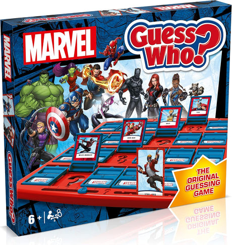 Winning Moves Marvel Guess Who? Board Game, The Avengers, Guardians of the Galaxy and Wakanda forces are included from Hulk, Iron Man, Black Widow, Black Panther, Rocket, great gift for ages 6 plus.