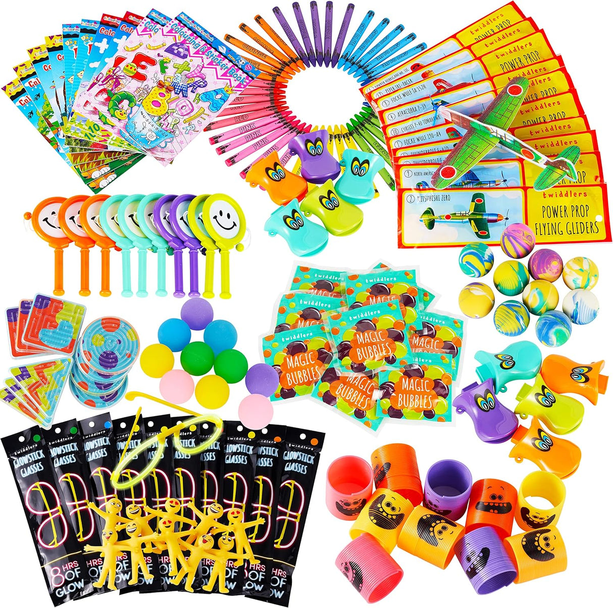 THE TWIDDLERS - 120 Premium Assorted Party Bag Fillers for Kids Unisex - Goodie Loot Bag Pinata Fillers, Birthday Party Gift Favours, Classroom Rewards, Game Prizes for Boys & Girls.