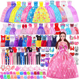 87 Pcs Doll Clothes Outfit for Babys,Doll Accessories Mini Dress Party Dress Bikini Set Tops Pants Shoes Hangers Hat Random Stlye for 11.5 Inch Girl Doll,Doll Dress up Toys for 3+ Little Girls Kids.